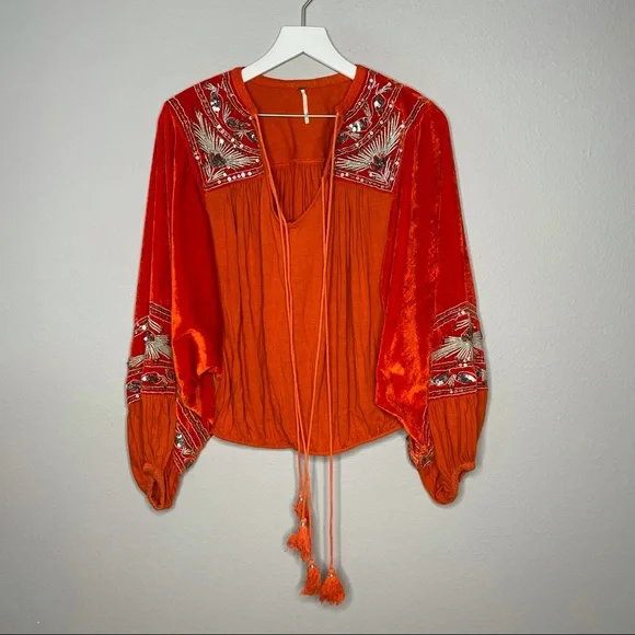 Free People Sequin Balloon Sleeve Top - Picture 3 of 5